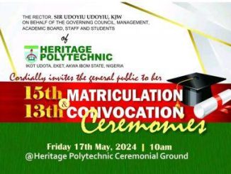 Heritage Polytechnic announces 15th matriculation & 13th convocation ceremony