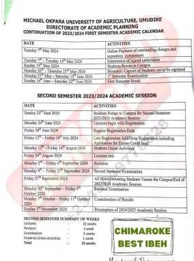 MOUAU releases calendar for continuation of 2023/2024 academic session