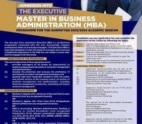 OAU Executive Master in Business Administration (MBA) programme, 2023/2024