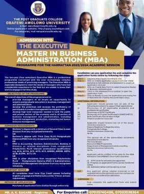 OAU Executive Master in Business Administration (MBA) programme, 2023/2024